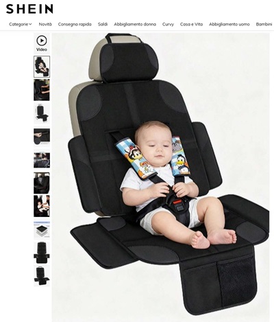 Seggiolino pericoloso venduto su Shein